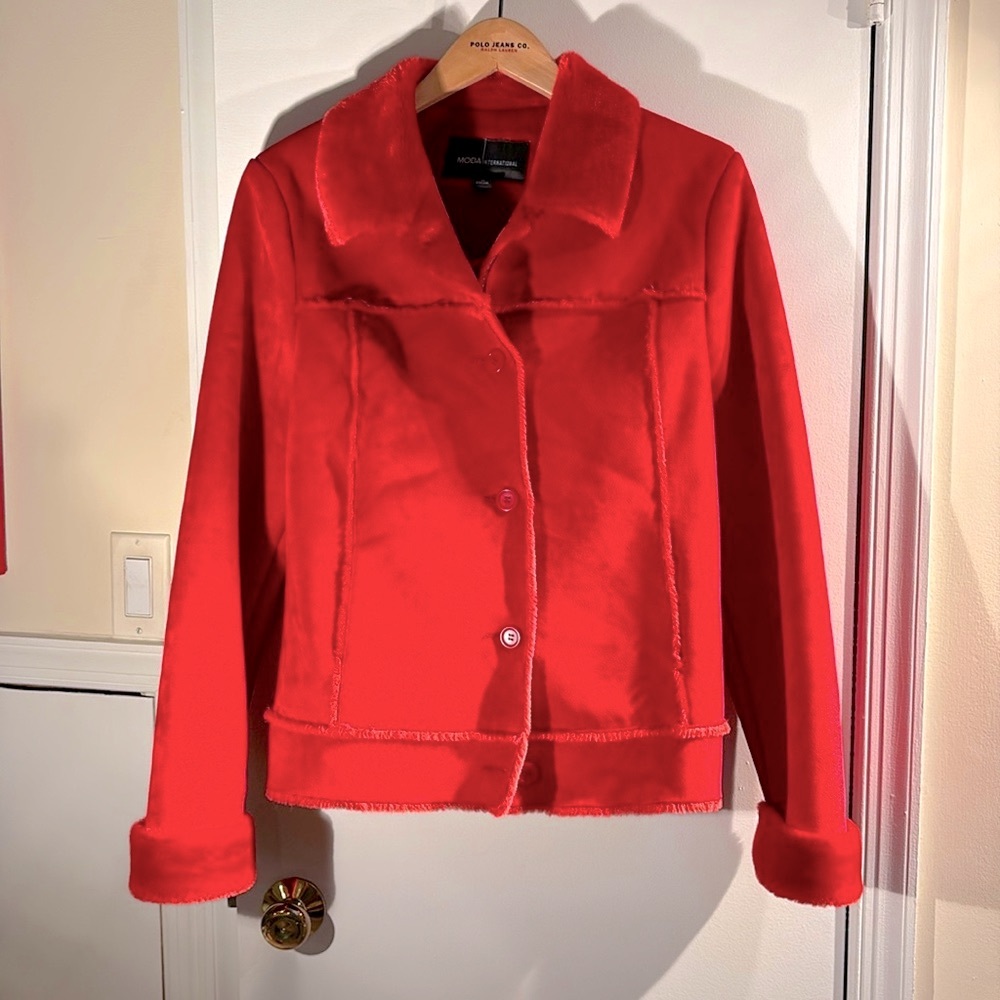 Vtg NWOT Moda International Women's Faux Suede and fuzzy interior Jacket. Sz M